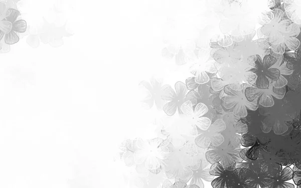 Gris Claro Vector Doodle Fondo Con Flores Flores Estilo Natural — Vector de stock