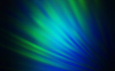 Koyu mavi, parlak çizgili yeşil vektör arkaplan. Bulanık arkaplanda gradyanı olan çizgiler. Reklamlar, posterler, afişler için desen.