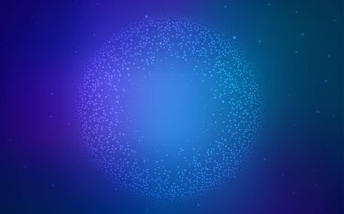 Gece gökyüzü yıldızlı koyu mavi vektör deseni. Renkli kozmik yıldızlı soyut çizimler. Fütürist reklamlar ve kitapçıklar için şablon.