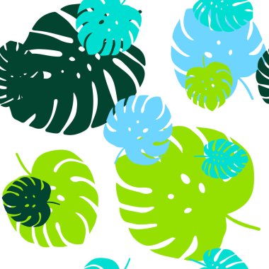 Açık mavi, yeşil vektörsüz, yapraklı karalama düzeni. Doğal yaprağı olan zarif, parlak bir illüstrasyon. Duvar kağıdı ve kumaş yapımcıları için tasarım.