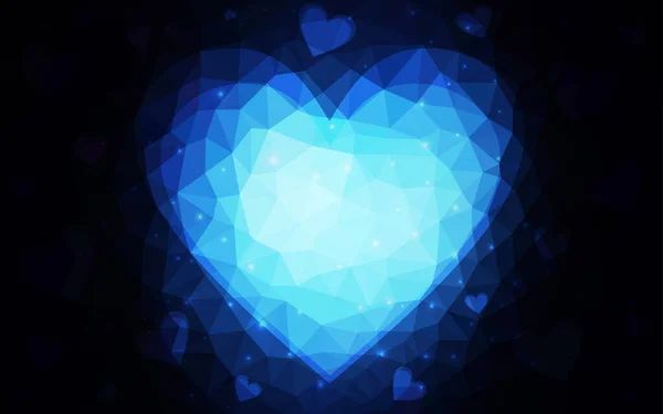 Dark Blue Векторный Фон Сердцами Декоративная Сияющая Иллюстрация Сердцами Абстрактном — стоковый вектор
