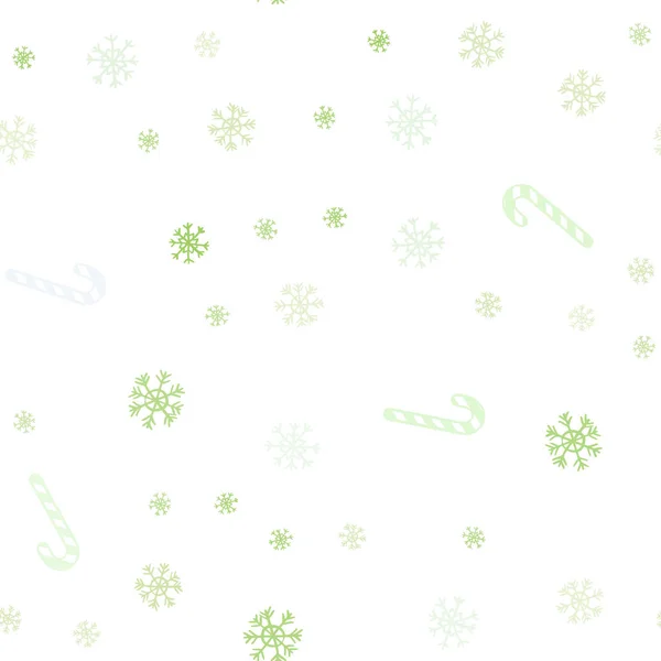 Light Green Yellow Vector Seamless Template Sweet Christmas Sticks — Stock Vector