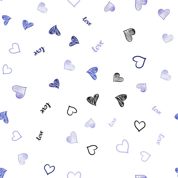 Light Pink Blue Vector 물림없는 Love You Heart 문구가 있습니다 — 스톡 벡터