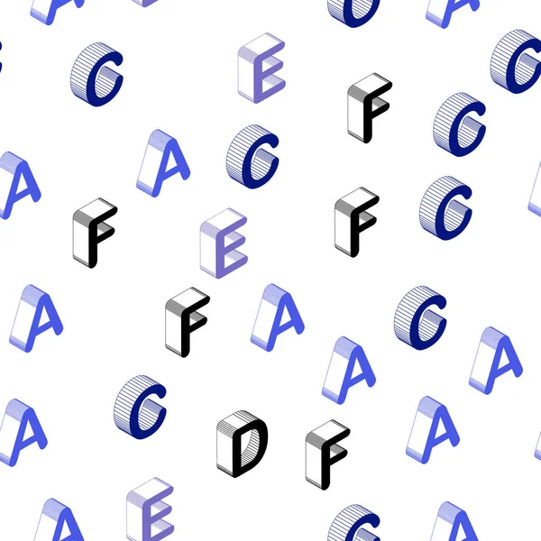 Luz Azul Vetor Fundo Sem Costura Com Sinais Alfabeto Ilustração — Vetor de Stock