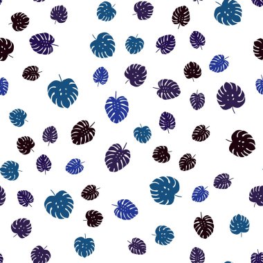 Koyu mavi vektörlü, yapraklı karalama arkaplanı. Yaprakları karalama tarzında renkli ve soyut çizimler. Kartvizitler, web siteleri için şablon.