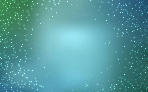 Hellblaue Grüne Vektorschablone Mit Raumsternen Leuchtend Farbige Illustration Mit Hellen — Stockvektor