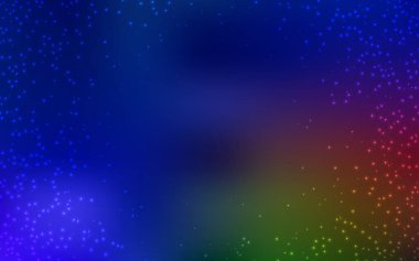 Koyu mavi, Samanyolu yıldızlı sarı vektör dokusu. Parlak astronomik yıldızlı parlak renkli çizimler. Astroloji web siteleri için desen.