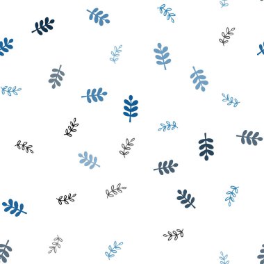 Hafif Mavili vektörsüz yapraklı karalama deseni. Origami tarzındaki yaprakların gradyanlı karalama çizimi. Pencere perdeleri, perdeler için doku.