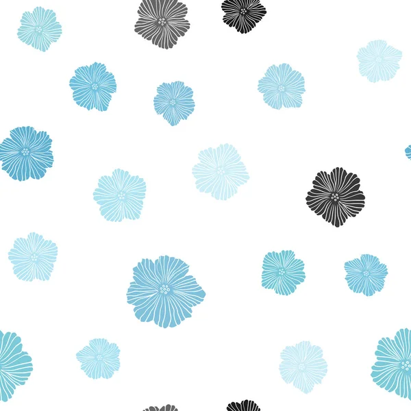 Light Blue Vector Nahtlose Doodle Textur Mit Blumen Brandneue Farbige — Stockvektor