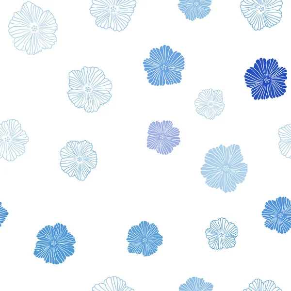 Luz Azul Vector Inconsútil Obra Arte Natural Con Flores Flores — Vector de stock
