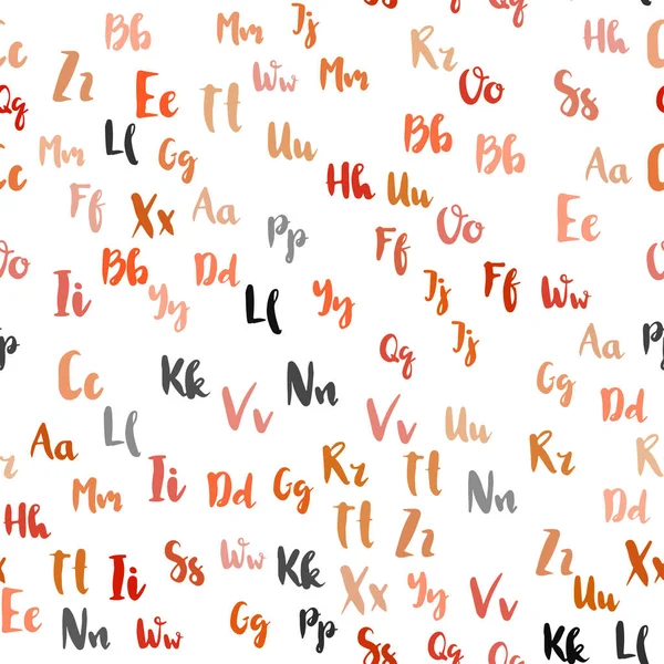 Abc文字でライトオレンジベクトルシームレスなテクスチャ アルファベットの記号でシンプルなスタイルでぼやけたデザイン ファブリック 壁紙のデザインのためのパターン — ストックベクタ