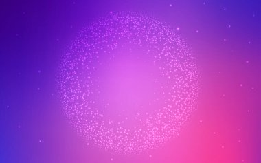 Açık Mor, uzay yıldızlı pembe vektör şablonu. Soyut şablonda gökyüzü yıldızlarıyla parlayan illüstrasyon. Reklamınız, posteriniz, afişiniz için en iyi tasarım.