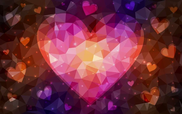 Dunkelrosa Roter Vektorhintergrund Mit Leuchtenden Herzen Illustration Mit Verliebten Herzen — Stockvektor