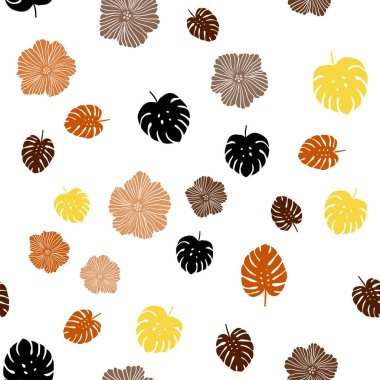 Açık Turuncu vektör, çiçekli, yapraklı zarif duvar kâğıdı. Yapraklı, çiçekli, karalama tarzında renkli çizimler. Moda kumaş ve duvar kağıtları için desen.