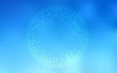 Kozmik yıldızlarla ışık Mavisi vektör düzeni. Parlak astronomik yıldızlı parlak renkli çizimler. Kozmik arkaplanlar için şablon.