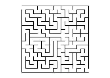 Siyah bilmeceli beyaz vektör damlası. Beyaz arka planda labirenti olan soyut illüstrasyon. Eğitim dergileri, kitaplar için desen.