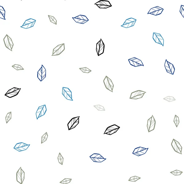 Fond Sans Couture Vecteur Bleu Foncé Doodle Avec Des Feuilles — Image vectorielle