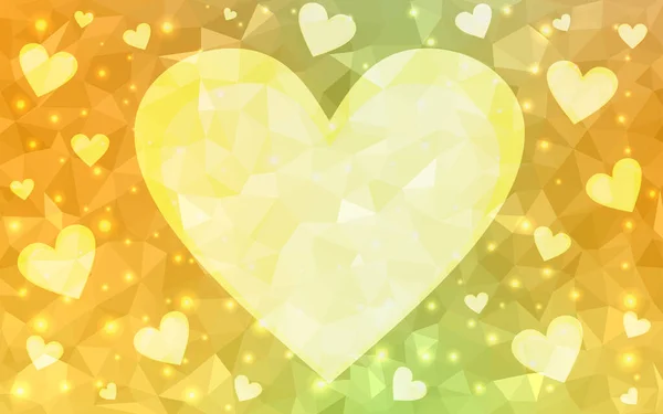 Vert Clair Motif Vectoriel Jaune Avec Des Cœurs Colorés Coeurs — Image vectorielle