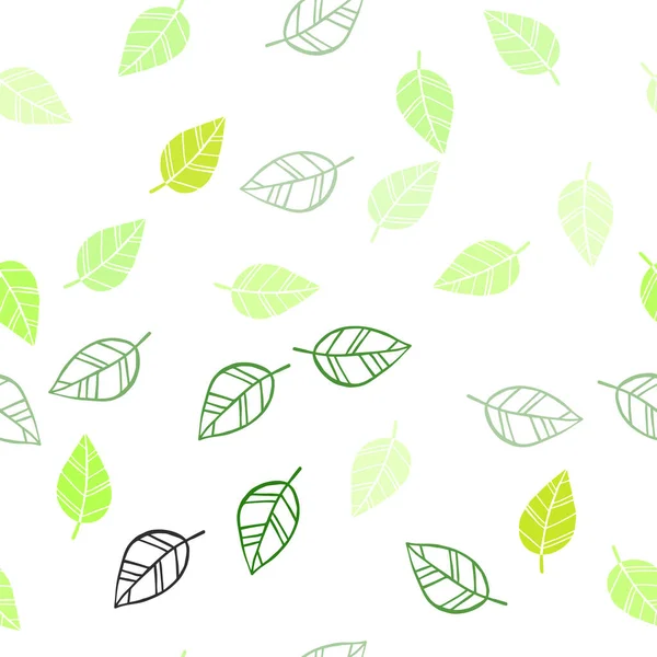 Hellgrünes Gelbes Vektor Nahtloses Doodle Muster Mit Blättern Blätter Auf — Stockvektor