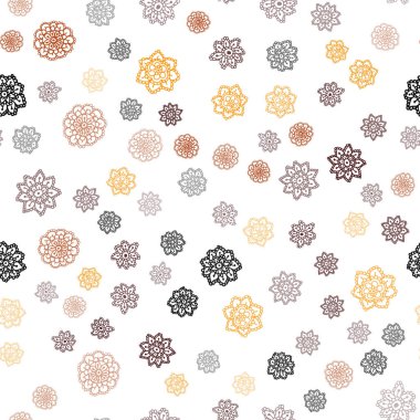 Koyu turuncu, kusursuz desenli ve Noel kar taneli. Soyut şablondaki kar ile dekoratif parlak illüstrasyon. Pencere panjurları ve perdelerin dizaynı için desen.