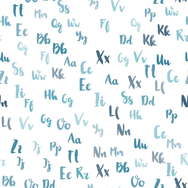 Fond Sans Couture Vecteur Bleu Clair Avec Des Signes Alphabet — Image vectorielle