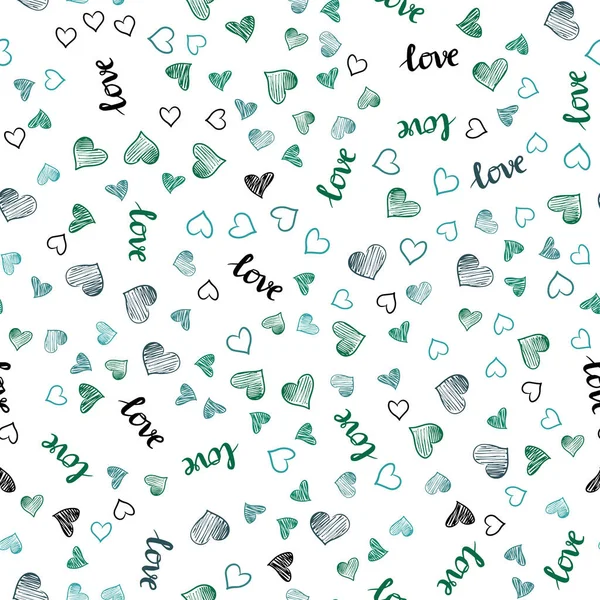 Texture Transparente Vecteur Vert Clair Avec Des Mots Love You — Image vectorielle