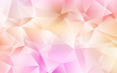 Açık pembe, sarı vektör üçgen mozaik zemin. Açık pembe, sarı vektör üçgen mozaik zemin. Üçgenlerden oluşan parlayan çokgen çizimler. Marka kitabınız için yeni şablon.