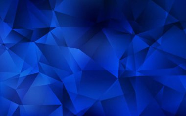 Koyu mavi vektör eğimli üçgen desen. Koyu mavi vektör eğimli üçgen desen. Çokgen biçiminde, gradyan ile renkli çizimler. Web siteniz için yeni bir doku.