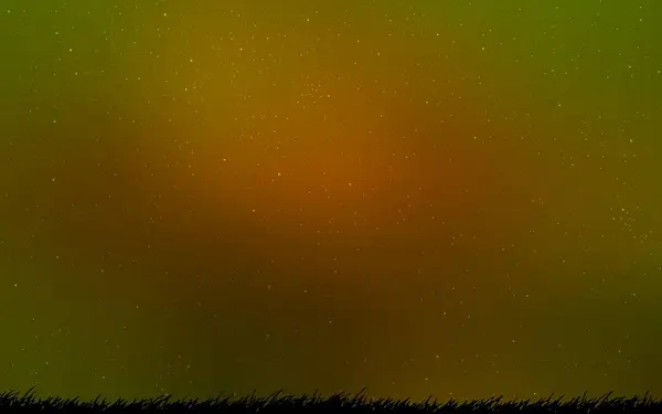 暗い緑 夜空の星と黄色のベクトルパターン 暗い緑 夜空の星と黄色のベクトルパターン 銀河の星とシンプルなスタイルで輝く装飾的なデザイン 宇宙背景用テンプレート — ストックベクタ