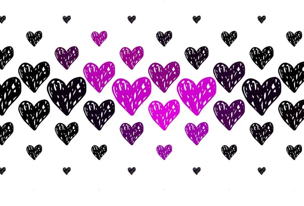 光紫色のベクトルの背景と心 シンプルなスタイルで心を持つ装飾的なデザイン バレンタインのグリーティングポストカードのテンプレート — ストックベクタ