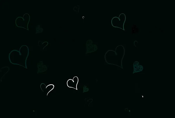 Светло Зеленый Векторный Фон Сердцами Декоративный Дизайн Сердечками Простом Стиле — стоковый вектор