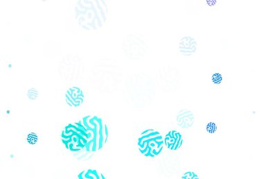 Açık mavi, daire şekilli yeşil vektör düzeni. Renkli su damlaları olan modern soyut çizimler. Fütürist reklamlar ve kitapçıklar için şablon.