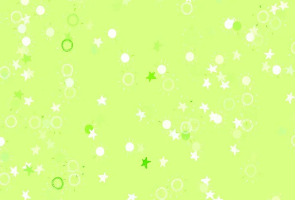 Luz Verde Vetor Pano Fundo Com Estrelas Brilhantes Sóis Ilustração — Vetor de Stock