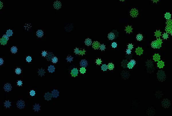 Donkerblauwe Groene Vectorhoes Met Prachtige Sneeuwvlokken Glitter Abstracte Illustratie Met — Stockvector