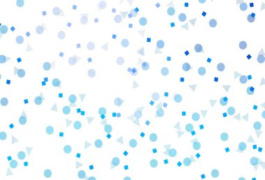 Işık Mavisi vektör dokusu, daireler ve küplerle poli stili. Renkli daireler, üçgenler, kareler çizilmiş bir resim. Broşürler, broşürler için desen