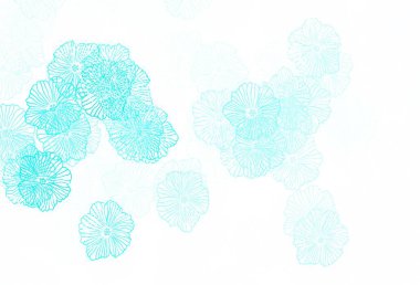 Açık yeşil vektör arkaplanı yapraklarla karalıyor. Beyaz arka planda doğal bir çiçek. İşiniz için yeni tasarım.