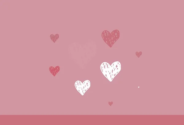 Ανοιχτό Ροζ Διάνυσμα Πρότυπο Καρδιές Doodle Διακοσμητικό Σχέδιο Καρδιές Απλό — Διανυσματικό Αρχείο