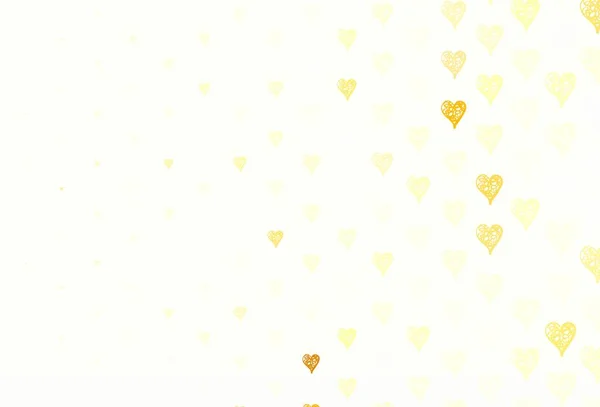 輝く心を持つ明るい黄色のベクトル背景 バレンタインスタイルでグラデーションの心を持つスマートイラスト バレンタインのグリーティングポストカードのテンプレート — ストックベクタ