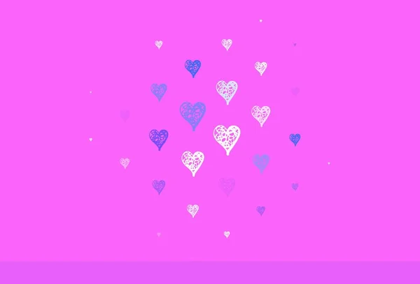 Light Pink, Blue vector template with doodle hearts. Smart illustration with gradient hearts in valentine style. Design for celebrating of Valentine Day.