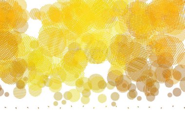 Açık sarı vektör arkaplan ve noktalar. Parlak renkli soyut çemberlerin olduğu bir resim. Reklamlar, broşürler için desen.