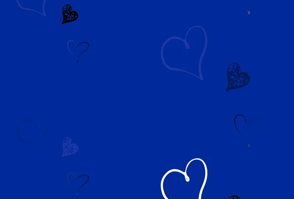 Ανοιχτό Ροζ Μπλε Διάνυσμα Πρότυπο Doodle Καρδιές Διακοσμητικό Σχέδιο Καρδιές — Διανυσματικό Αρχείο