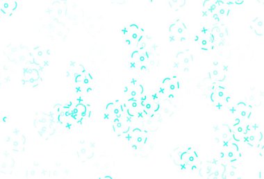 Matematik sembollü açık yeşil vektör şablonu. Rakamlarla modern geometrik illüstrasyon. Posterler ve matematik kitaplarının afişleri için desen.