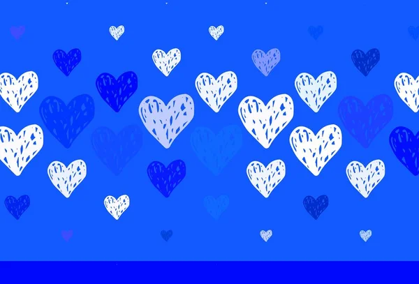 Luz Azul Fundo Vetorial Com Corações Ilustração Brilhante Com Corações — Vetor de Stock