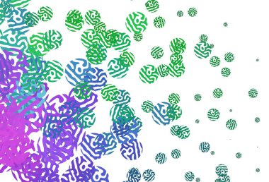 Açık pembe, kaotik şekilli yeşil vektör şablonu. Soyut gradyan şekilli basit renkli çizimler. Bir cep telefonu için arka plan.