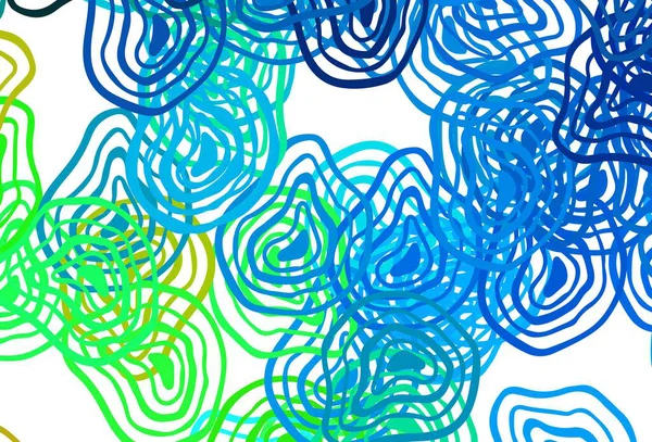 Bleu Clair Fond Vectoriel Vert Avec Des Lignes Courbes Illustration — Image vectorielle