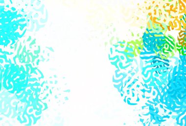 Memphis şekilli açık yeşil vektör arkaplanı. Soyut tarzda rengarenk gradyan şekilleri olan bir resim. Kartvizitiniz için modern tasarım.