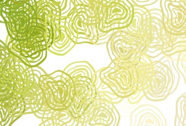 Açık yeşil, kıvrımlı çizgileri olan sarı vektör şablonu. Eğilimli soyut bir çizim. Tasarımınız için tamamen yeni bir şablon.