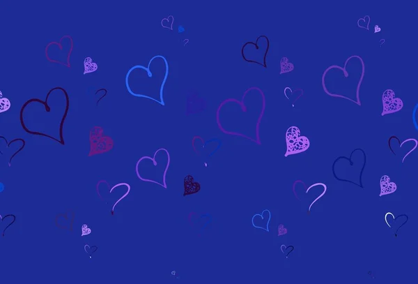 Rosa Claro Textura Vectorial Azul Con Corazones Encantadores Ilustración Con — Vector de stock