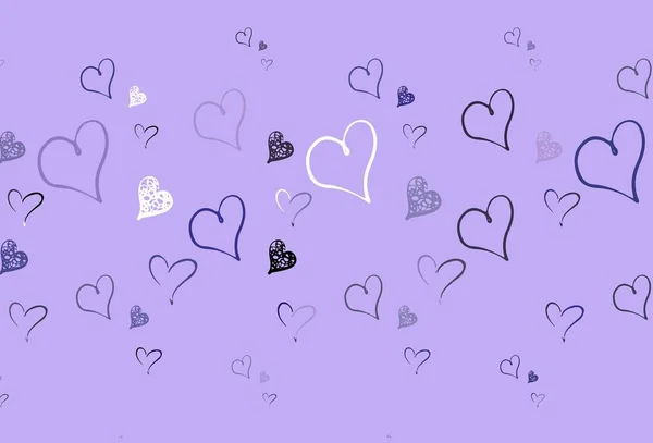 Luz Purple Vector Telón Fondo Con Corazones Dulces Hermoso Estilo — Vector de stock