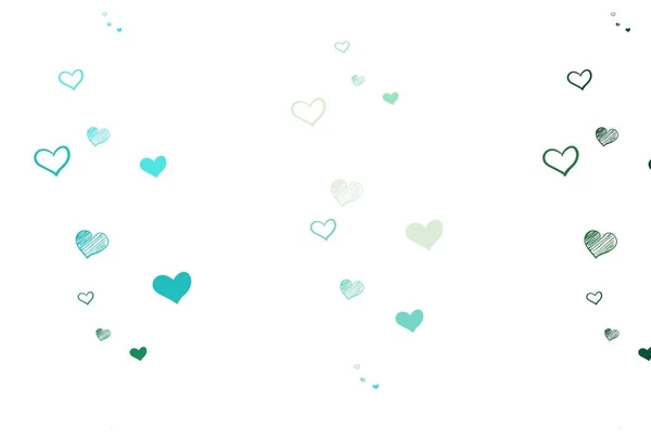 ライトブルー 美しい心を持つ緑のベクトルテクスチャ カラフルなグラデーションの背景に美しい抽象的な心 記念日の広告のデザイン — ストックベクタ